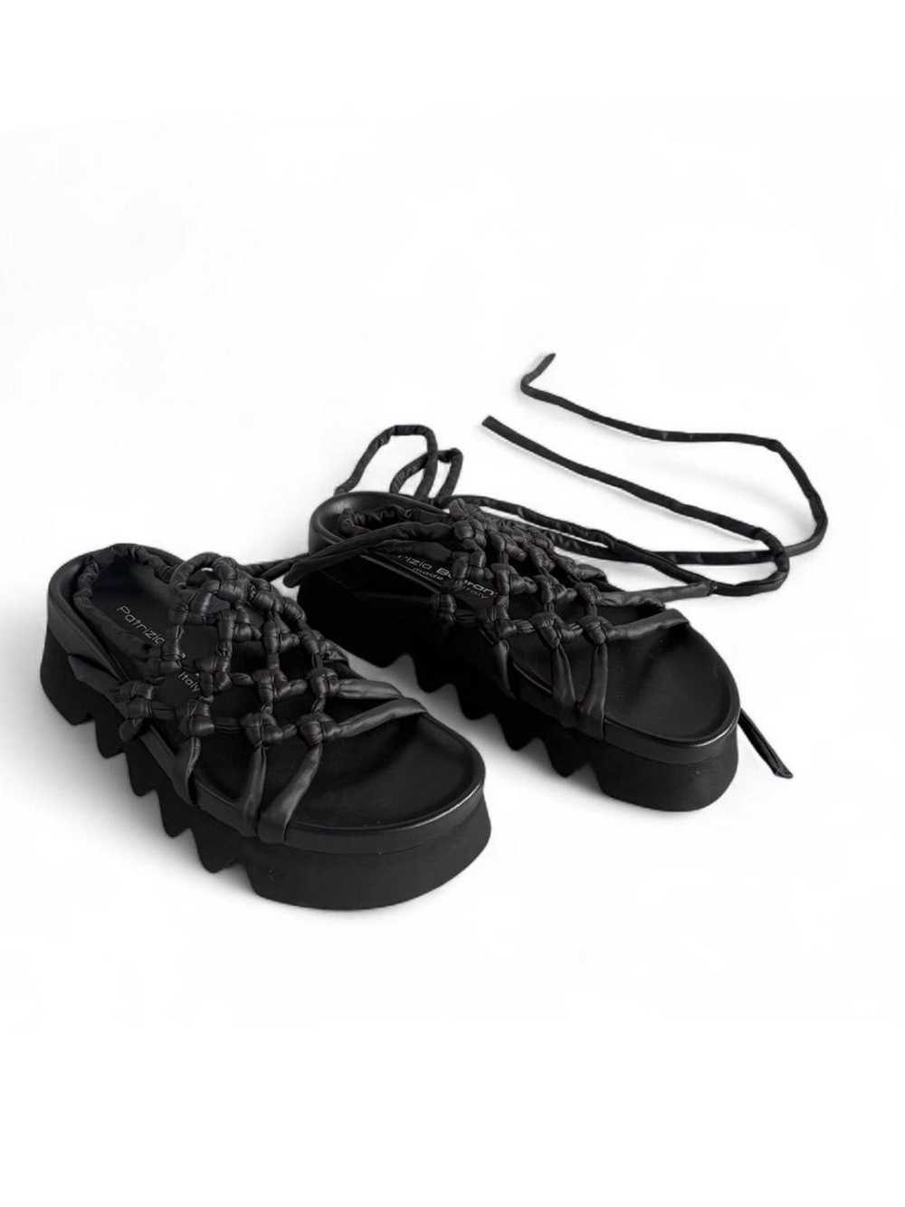 ALISON Gladiator Black Lace-Up Platform Sandals for Women